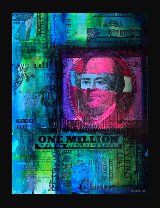 God Money, collage by Laurent Bompard