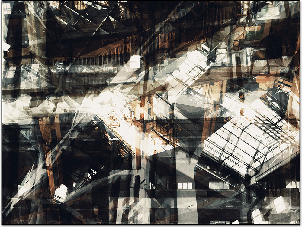square sun, budapest, concrete structure, massive. digital print by Laurent Bompard